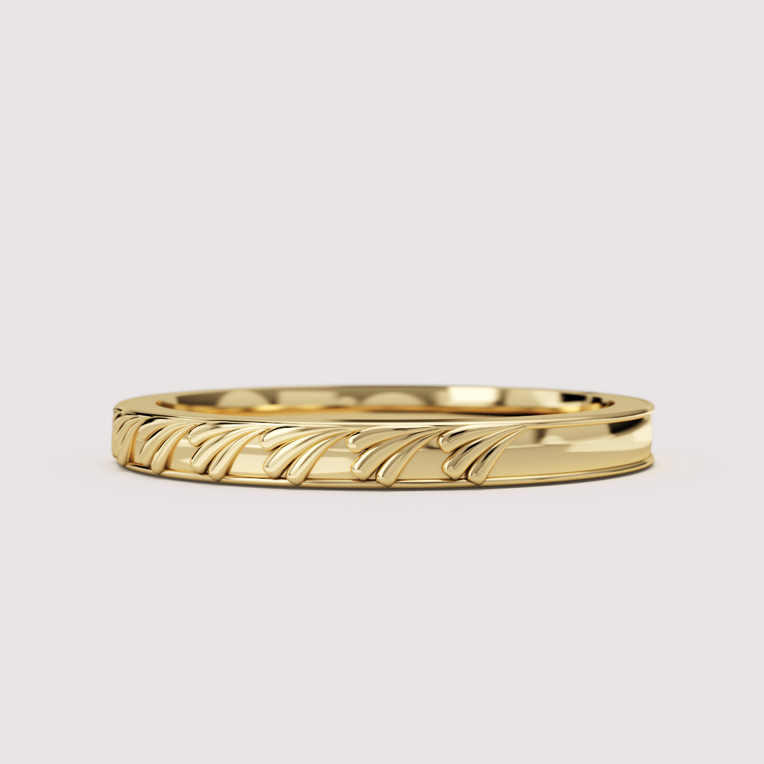 Madison - Art Deco Inspired Fan Design Straight Wedding Ring - Made-to-Order Wedding Rings - Made-to-Order