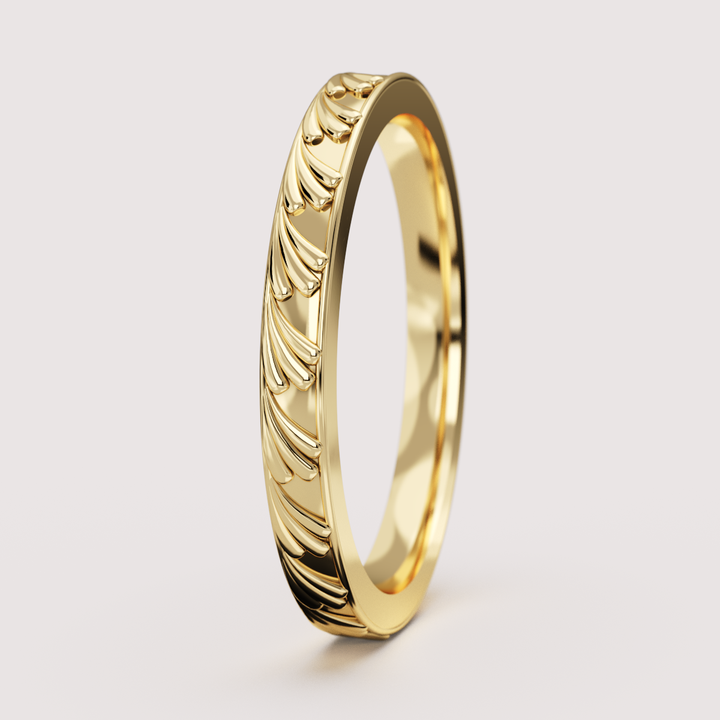 Madison - Art Deco Inspired Fan Design Straight Wedding Ring - Made-to-Order Wedding Rings - Made-to-Order