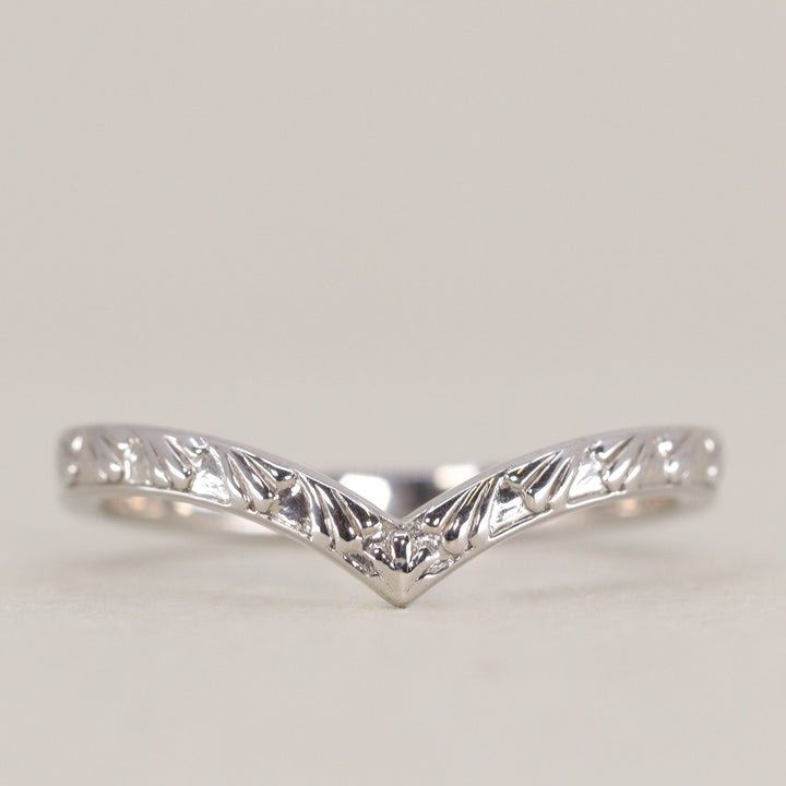 Madison - Art Deco Inspired Fan Design Wishbone Wedding Ring - Made-to-Order