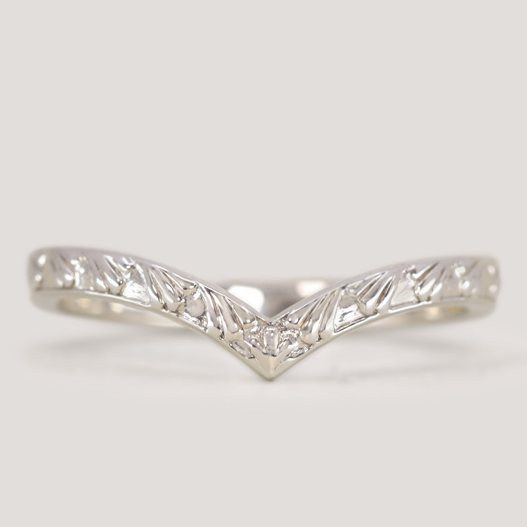 Madison - Art Deco Inspired Fan Design Wishbone Wedding Ring - Made-to-Order Wedding Rings - Made-to-Order