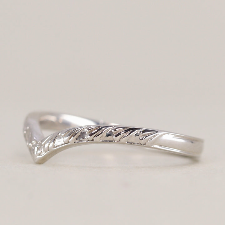 Madison - Art Deco Inspired Fan Design Wishbone Wedding Ring - Made-to-Order