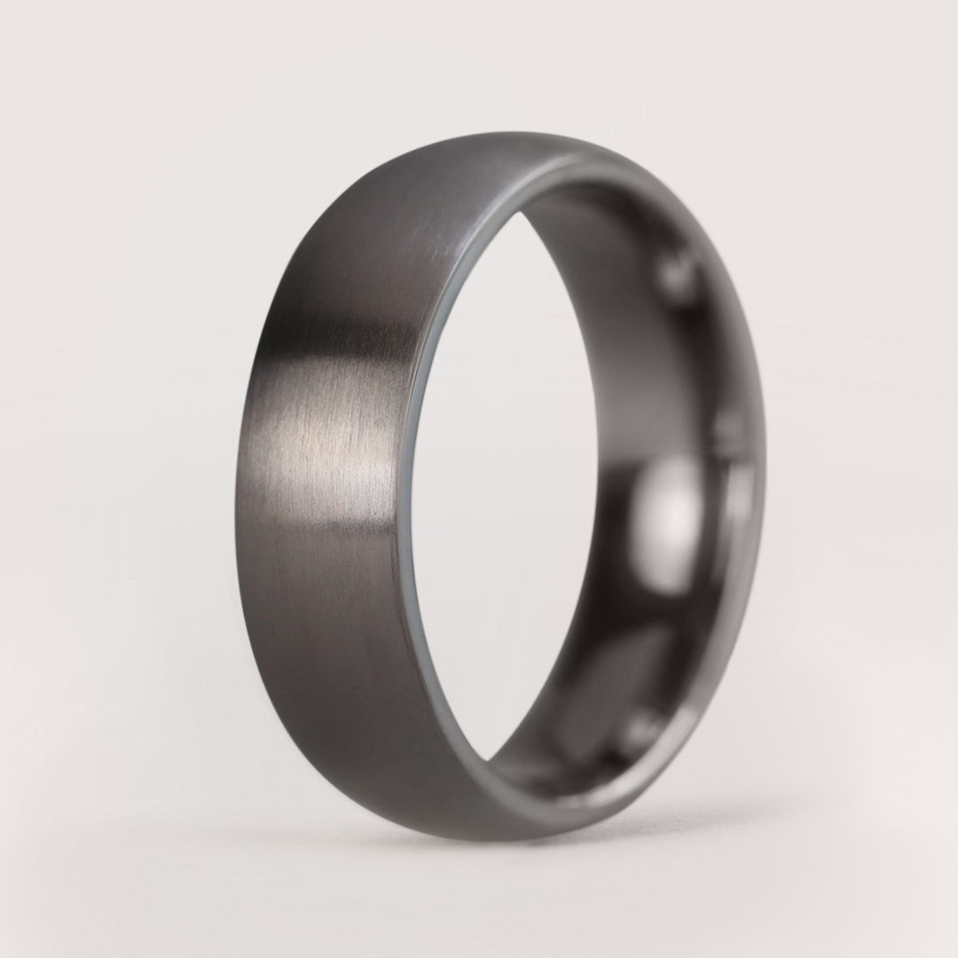 Matt/Satin Finish Court Shaped Tantalum Wedding Band - The Millhouses Ring | Flinn & Steel Flinn & Steel Wedding Rings