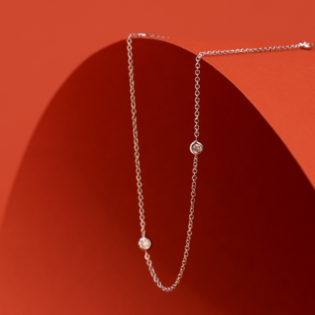 Eclipse - Bezel Set Earth Grown Diamond Spacer Necklace - Ready-to-Wear Fine Jewellery