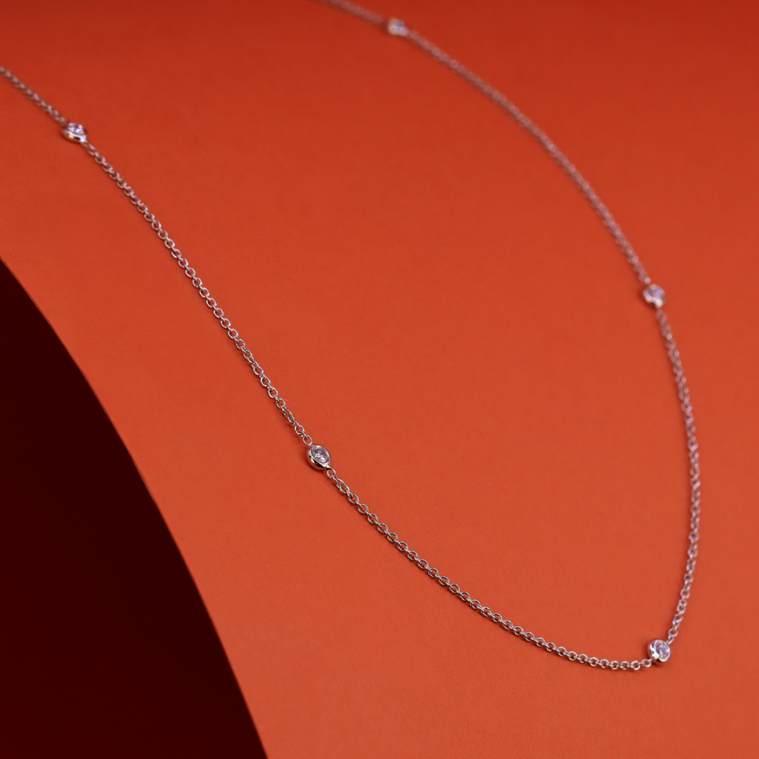 Lab grown diamond silver necklace