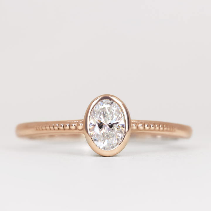 Nina - Oval Lab Grown Diamond Art Deco Bezel Set Solitaire Engagement Ring Engagement Rings - Made-to-Order