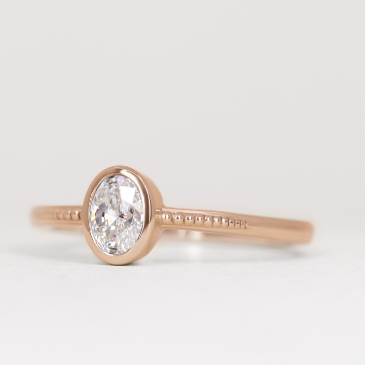 Nina - Oval Lab Grown Diamond Art Deco Bezel Set Solitaire Engagement Ring Engagement Rings - Made-to-Order