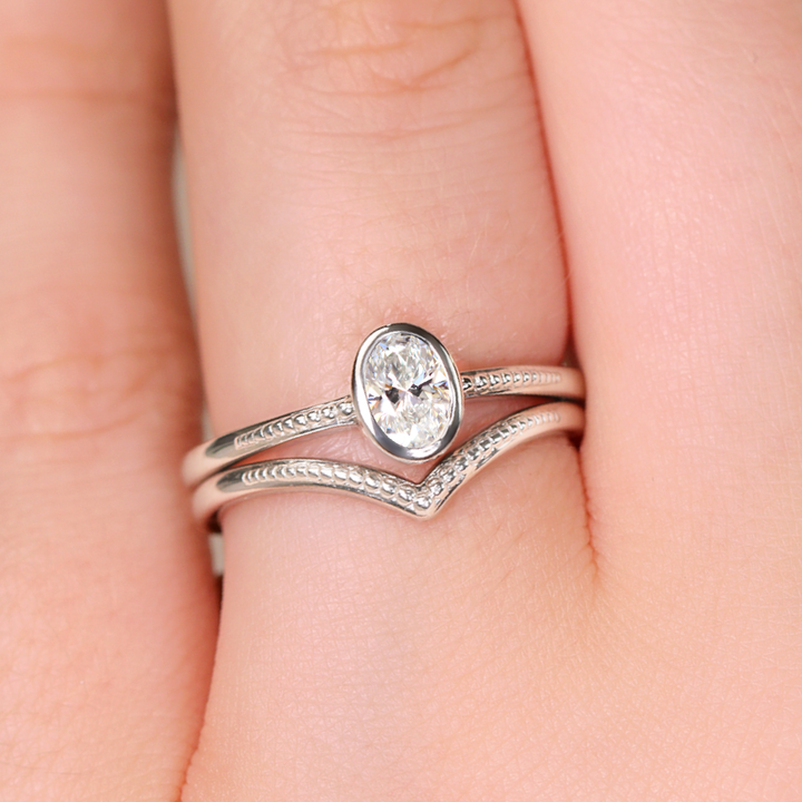 Nina - Oval Lab Grown Diamond Art Deco Bezel Set Solitaire Engagement Ring Engagement Rings - Made-to-Order