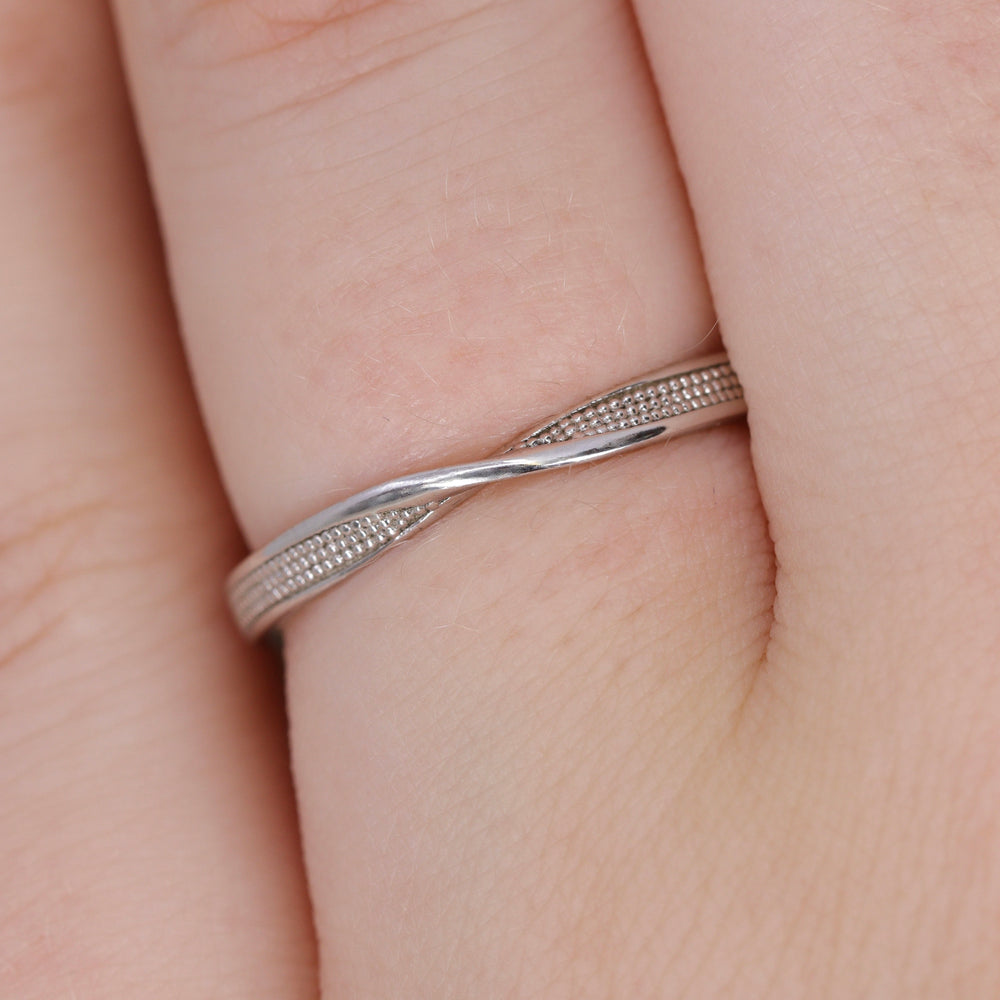 Olive - Ribbon Twist Beaded Wedding Ring - Made-to-Order Wedding Rings - Made-to-Order