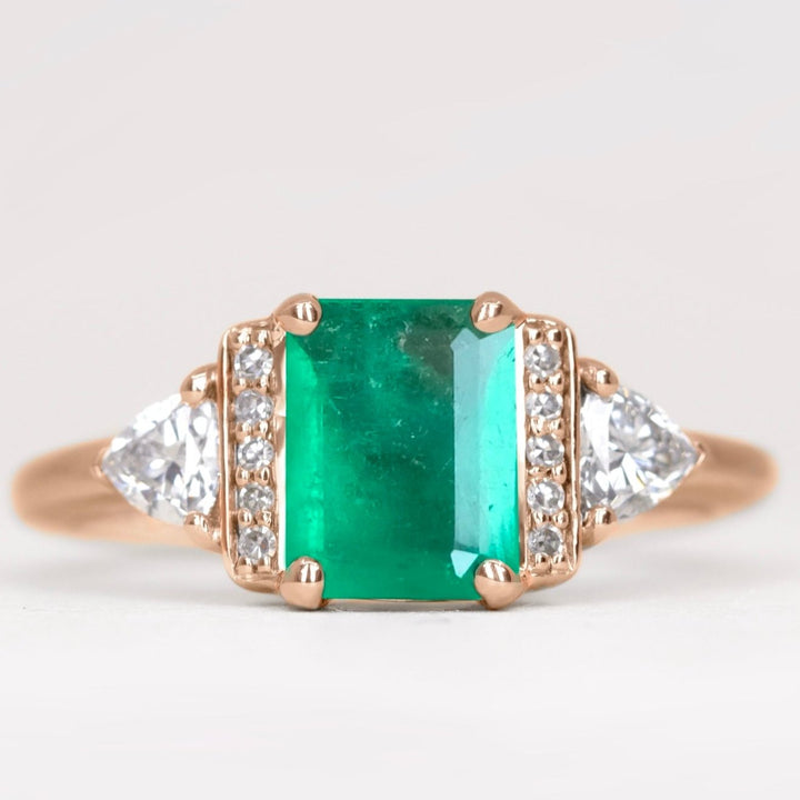 Ophelia - Emerald and Diamond Art Deco Engagement Ring