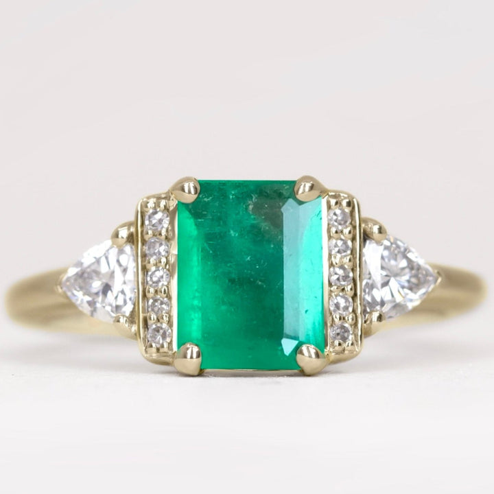 Ophelia - Emerald and Diamond Art Deco Engagement Ring