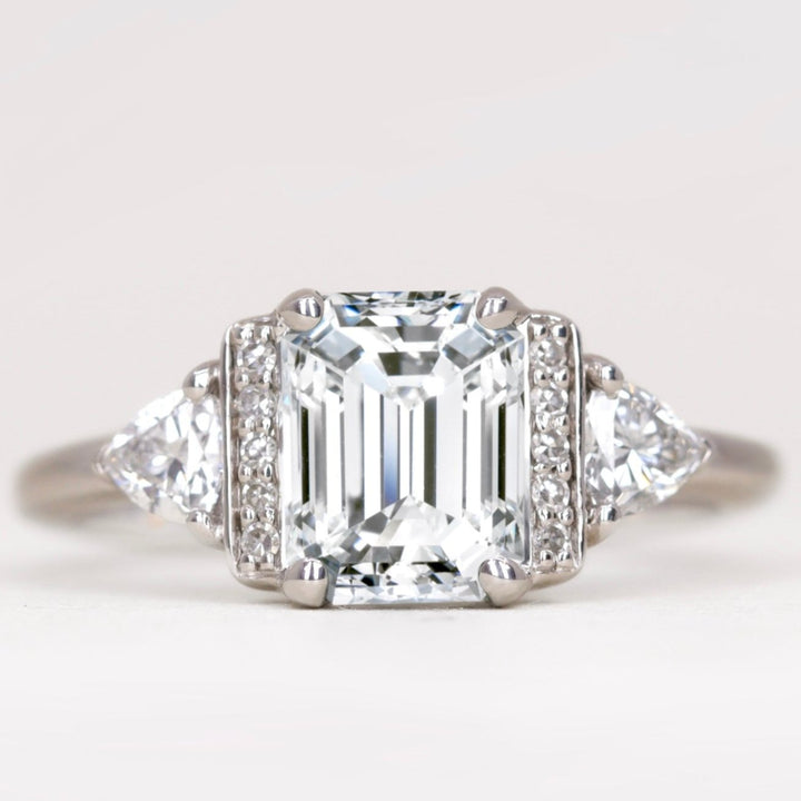 Ophelia - Emerald Cut Diamond Art Deco Engagement Ring