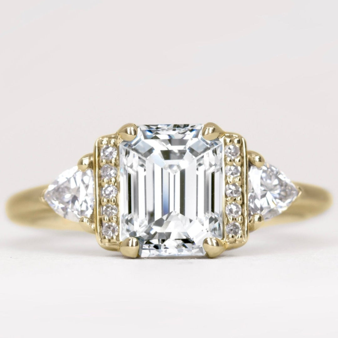 Ophelia - Emerald Cut Diamond Art Deco Engagement Ring