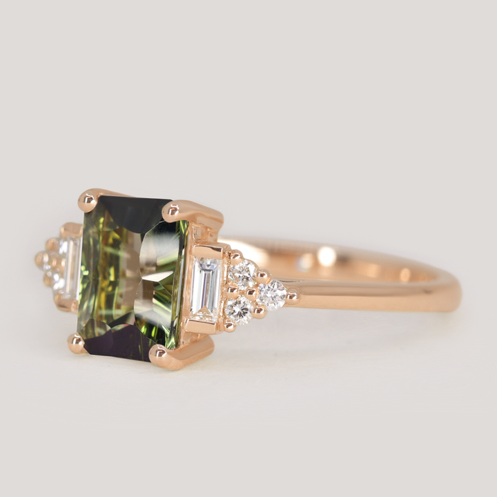 Arden - Optix Octagon Cut Green Tourmaline Art Deco Engagement Ring Engagement Rings - Made-to-Order
