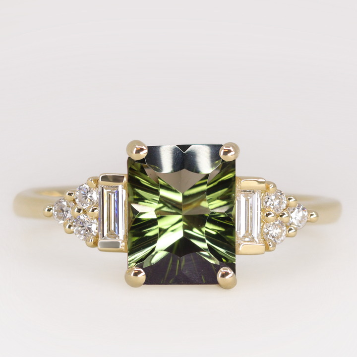 Arden - Optix Octagon Cut Green Tourmaline Art Deco Engagement Ring Engagement Rings - Made-to-Order