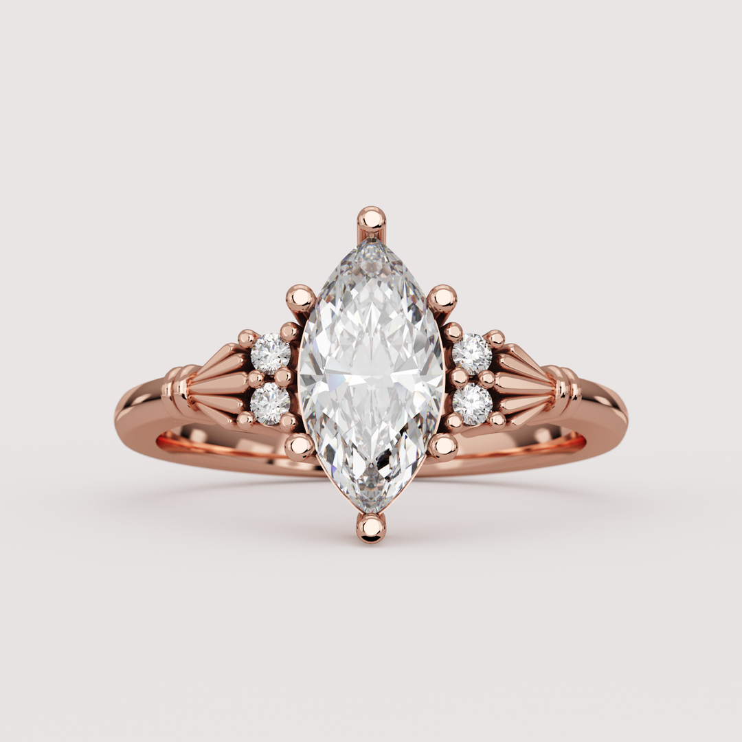Orla - Marquise Cut Lab Grown Diamond Custom Claddagh-Inspired Engagement Ring
