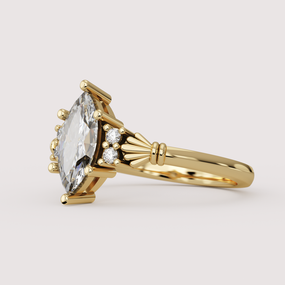 Orla - Marquise Cut Lab Grown Diamond Custom Claddagh-Inspired Engagement Ring