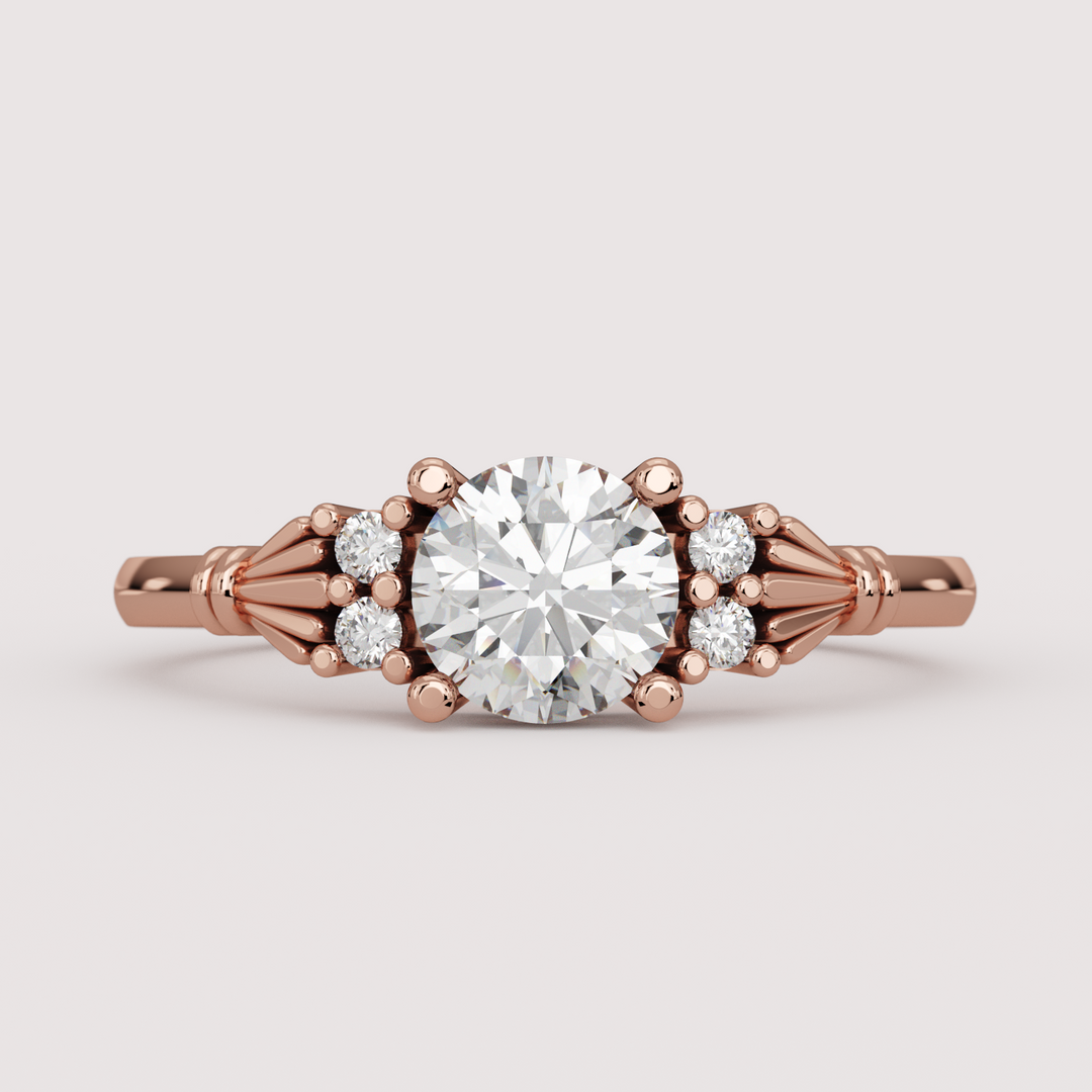 Orla - Round Brilliant Cut Lab Grown Diamond Custom Claddagh-Inspired Engagement Ring