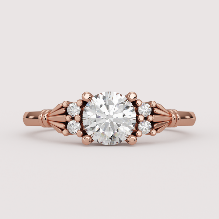 Orla - Round Brilliant Cut Lab Grown Diamond Custom Claddagh-Inspired Engagement Ring