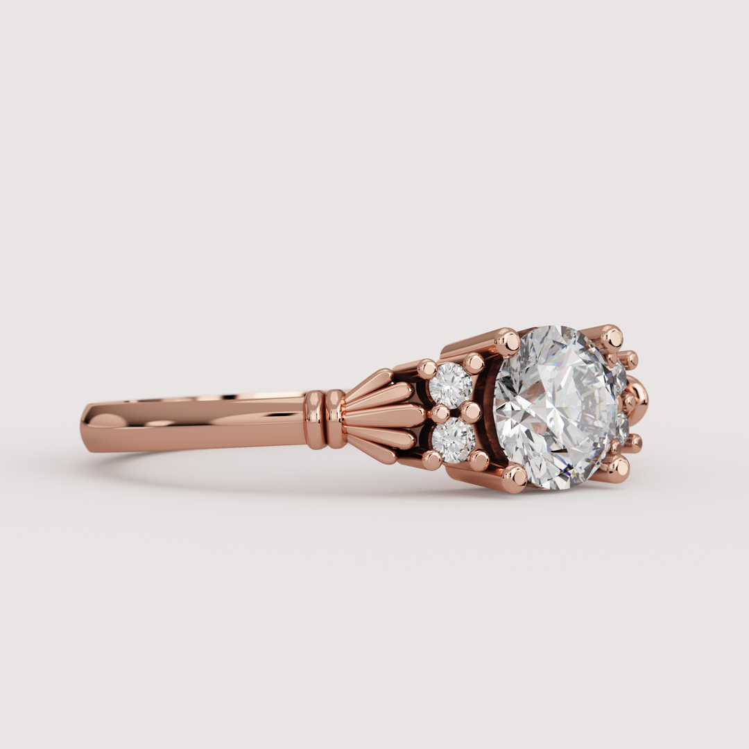 Orla - Round Brilliant Cut Lab Grown Diamond Custom Claddagh-Inspired Engagement Ring