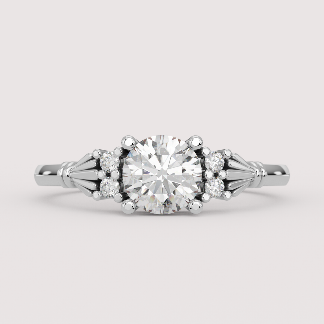Orla - Round Brilliant Cut Lab Grown Diamond Custom Claddagh-Inspired Engagement Ring