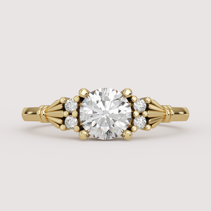 Orla - Round Brilliant Cut Lab Grown Diamond Custom Claddagh-Inspired Engagement Ring