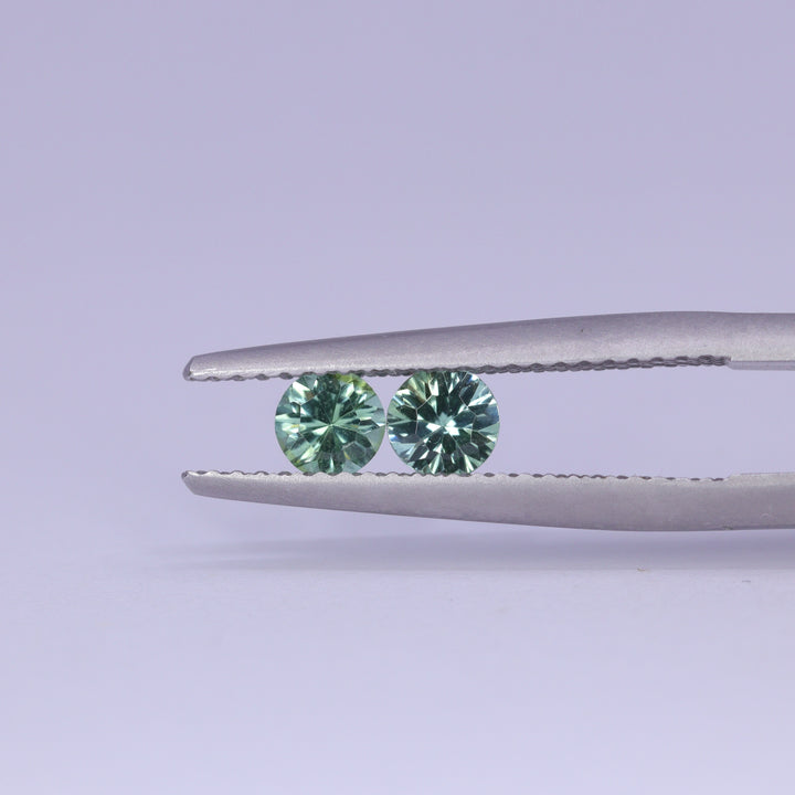 Pair of Round Green Optix Concave Tourmalines, 0.42ct Total Weight Loose Gemstones