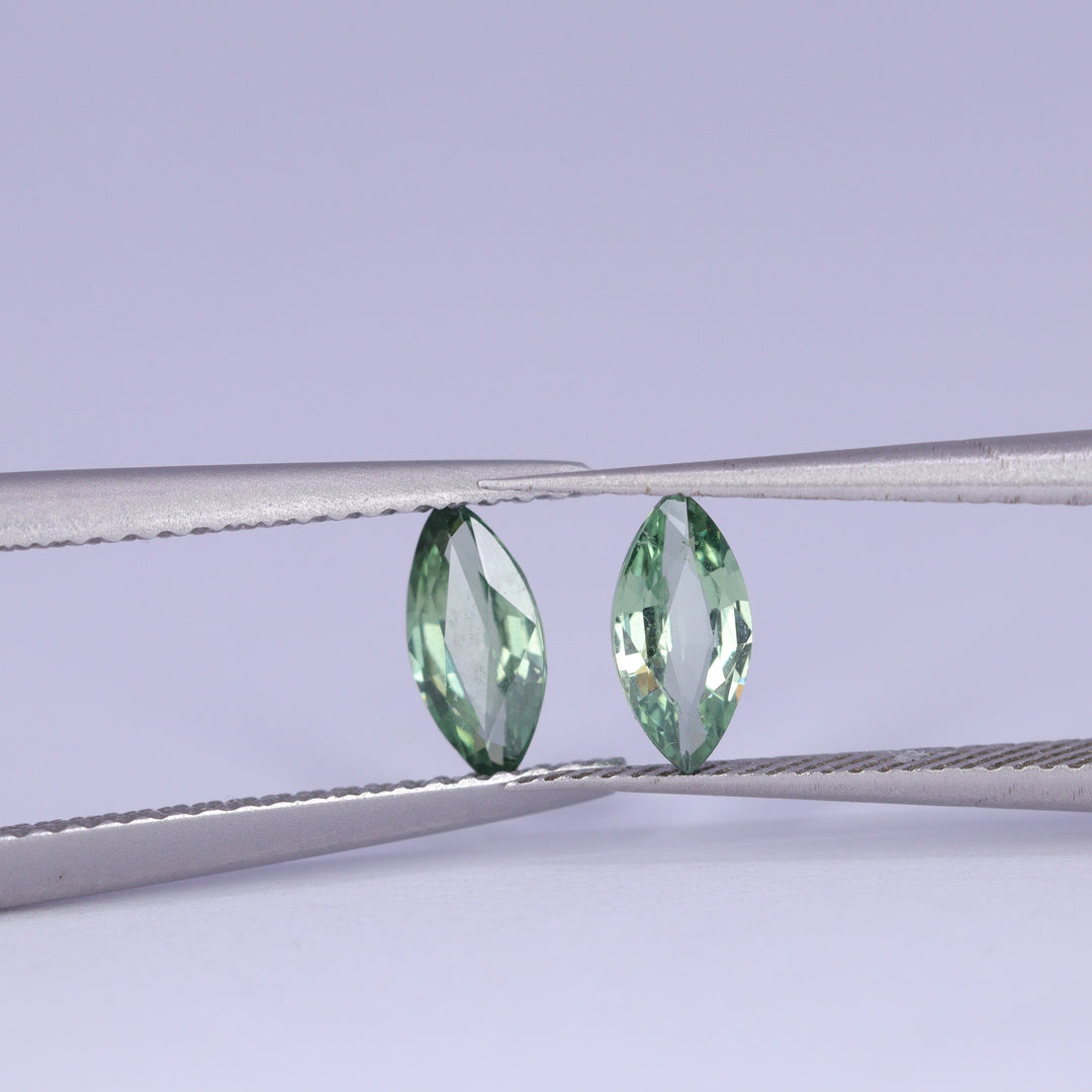Pair of Marquise Cut Green Sapphires, 0.86ct Total Weight Loose Gemstones
