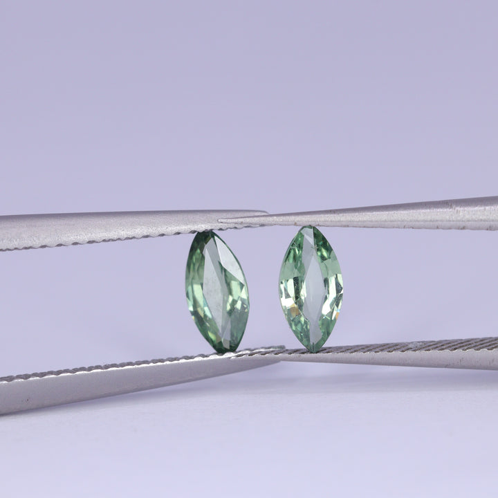 Pair of Marquise Cut Green Sapphires, 0.86ct Total Weight Loose Gemstones