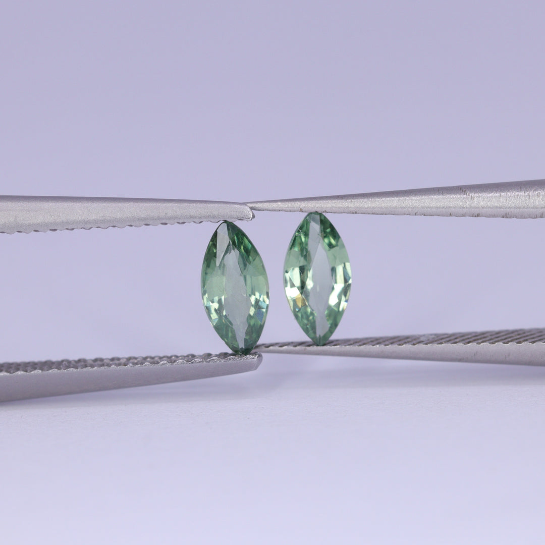 Pair of Marquise Cut Green Sapphires, 0.86ct Total Weight Loose Gemstones
