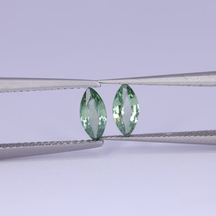 Pair of Marquise Cut Green Sapphires, 0.86ct Total Weight Loose Gemstones