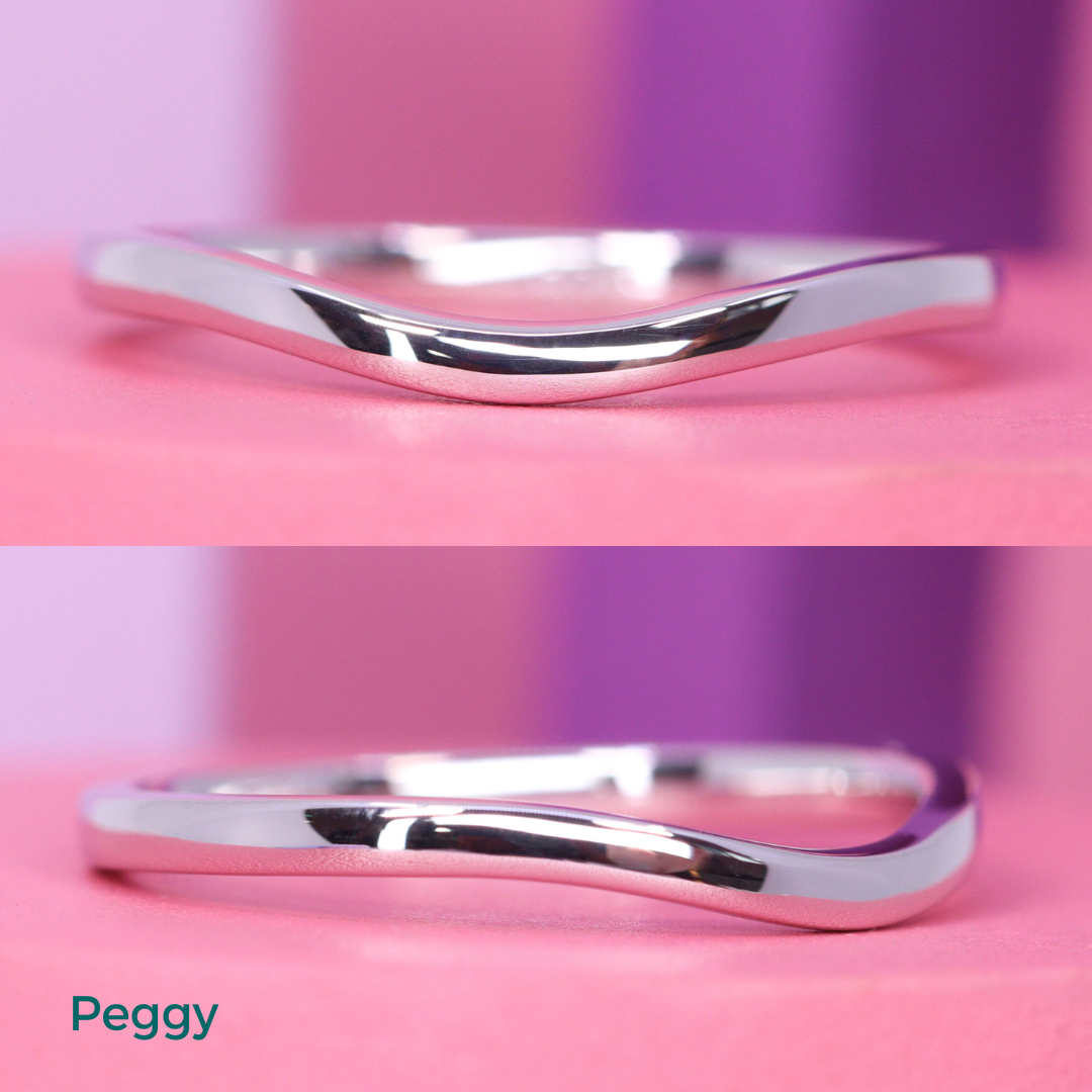 Sophia & Peggy or Clara - Bridal Set - Salt And Pepper Diamond Solitaire Ring with Waved or Wishbone Wedding Ring - Made-to-Order