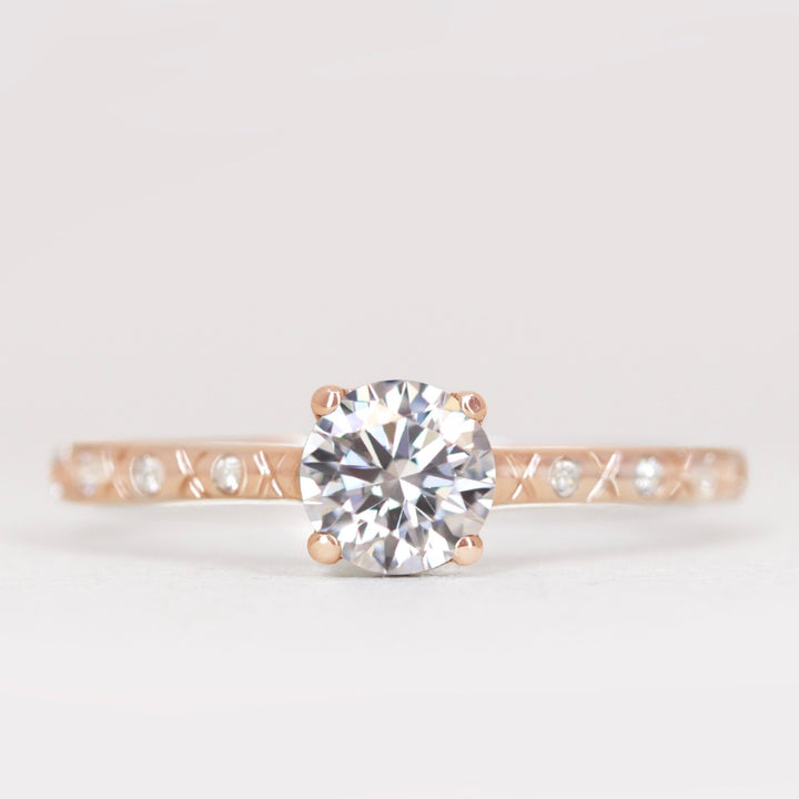Penelope - Round Brilliant Cut Lab Grown Diamond Art Deco Solitaire Engagement Ring Engagement Rings - Made-to-Order