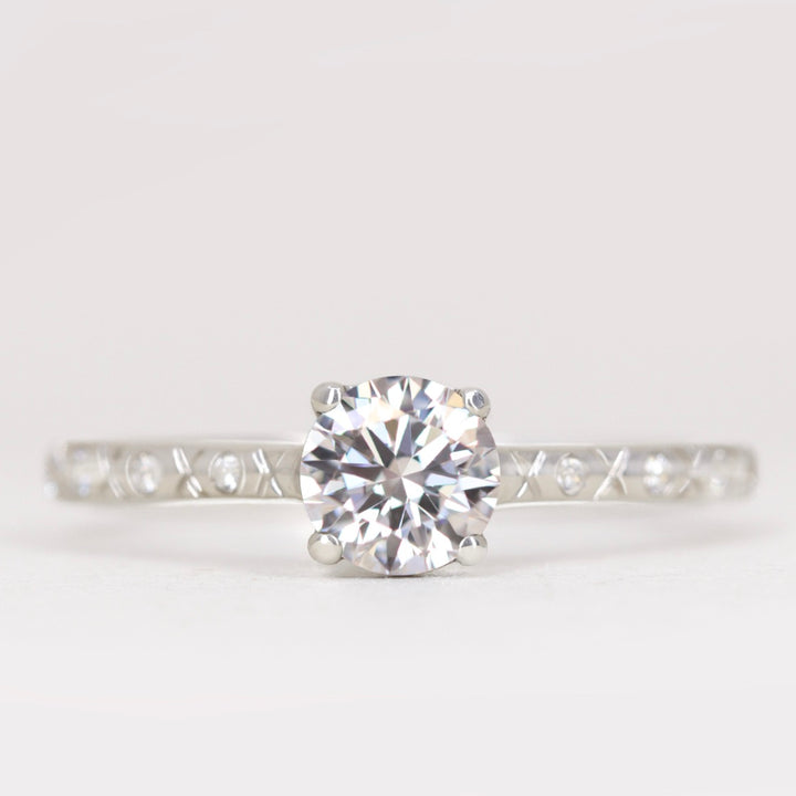 Penelope - Round Brilliant Cut Lab Grown Diamond Art Deco Solitaire Engagement Ring Engagement Rings - Made-to-Order