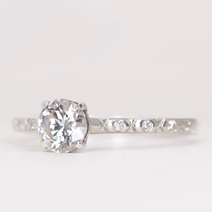 Penelope - Round Brilliant Cut Lab Grown Diamond Art Deco Solitaire Engagement Ring Engagement Rings - Made-to-Order