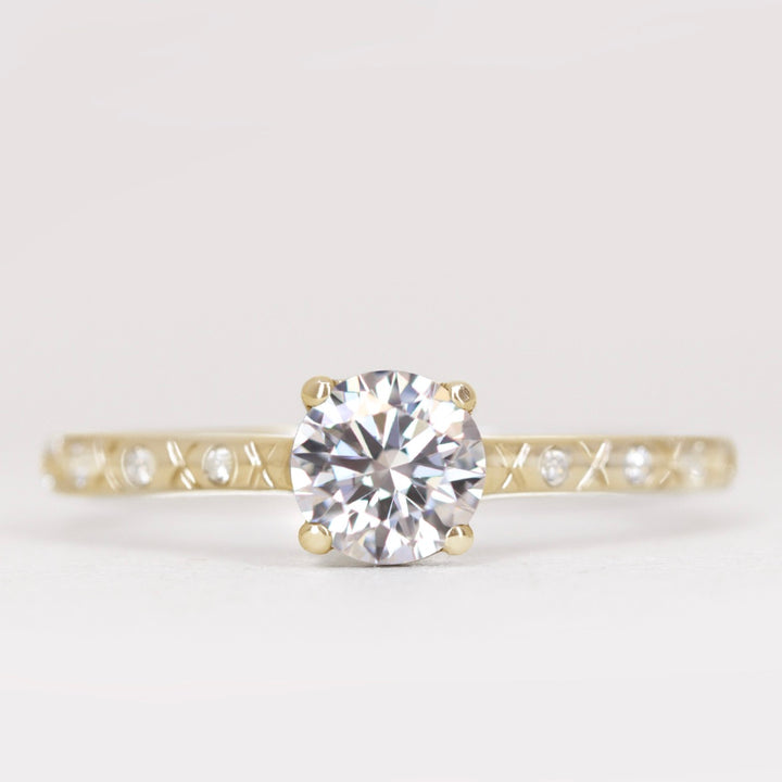 Penelope - Round Brilliant Cut Lab Grown Diamond Art Deco Solitaire Engagement Ring Engagement Rings - Made-to-Order
