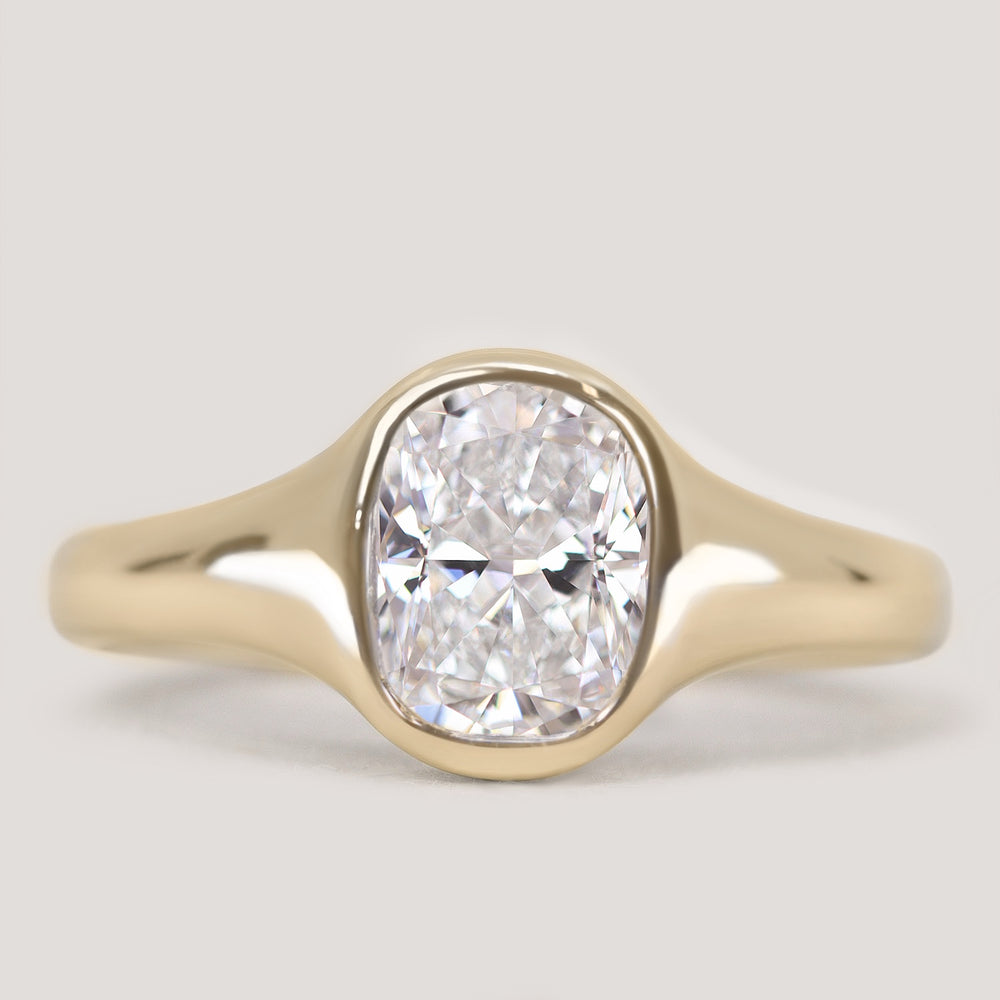 Priya - Cushion Cut Diamond Solitaire Signet Style Engagement Ring Setting