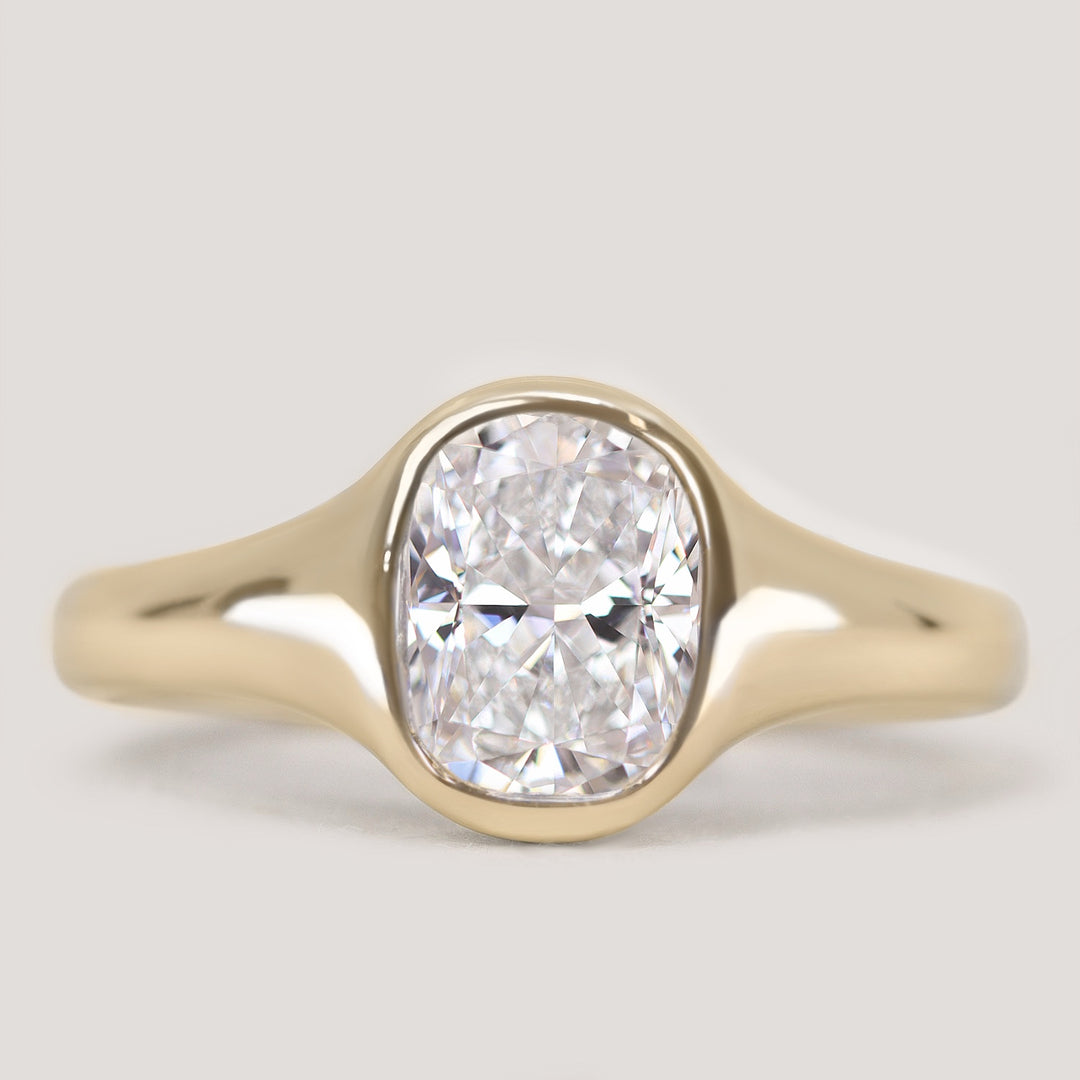 Priya - Cushion Cut Diamond Solitaire Signet Style Engagement Ring Setting
