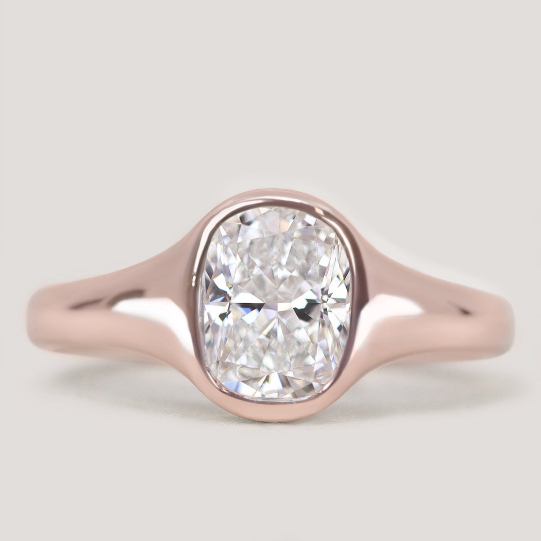 Priya - Cushion Cut Diamond Solitaire Signet Style Engagement Ring Setting