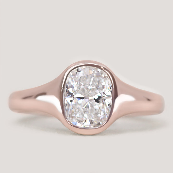 Priya - Cushion Cut Diamond Solitaire Signet Style Engagement Ring Setting