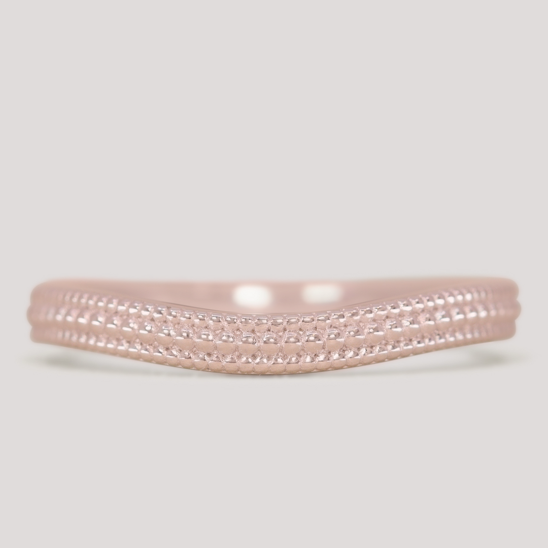 Quinn - Vintage Style Beaded Waved Half Eternity Style Wedding Ring - Made-to-Order Wedding Rings - Made-to-Order