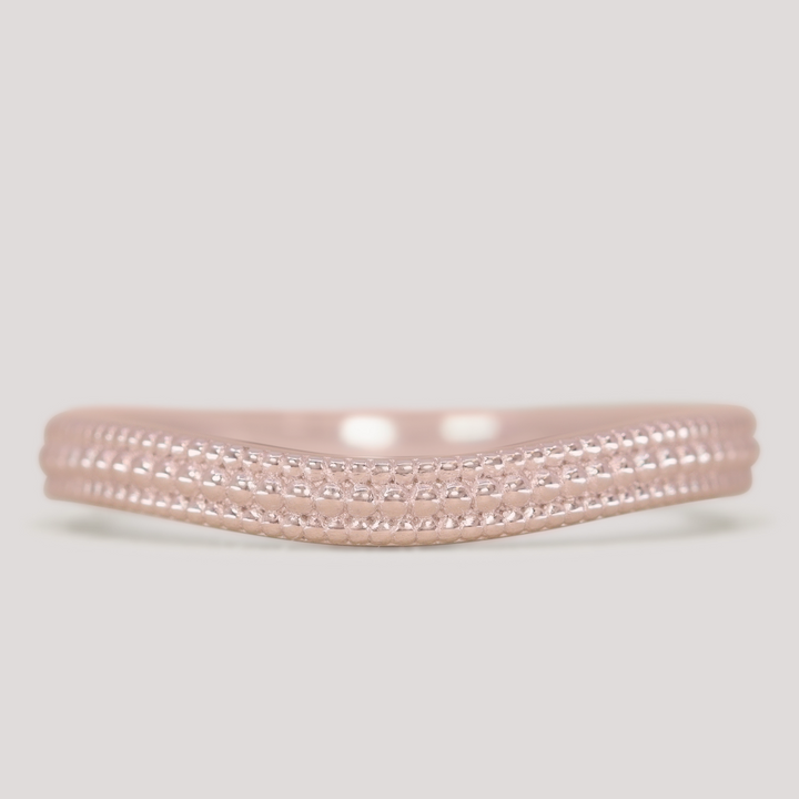 Quinn - Vintage Style Beaded Waved Half Eternity Style Wedding Ring - Made-to-Order Wedding Rings - Made-to-Order