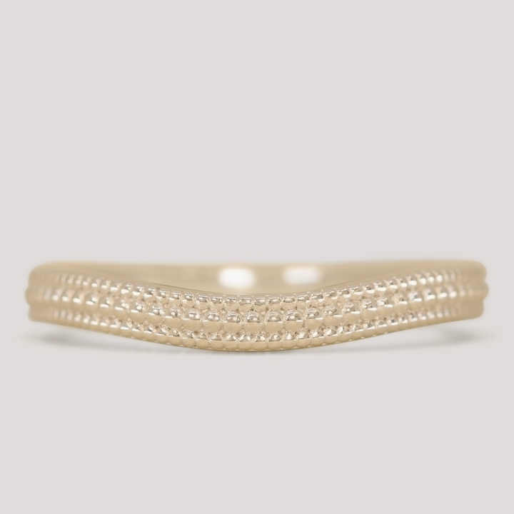 Quinn - Vintage Style Beaded Waved Half Eternity Style Wedding Ring - Made-to-Order Wedding Rings - Made-to-Order