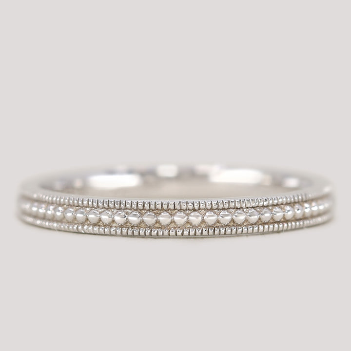 Quinn - Vintage Style Beaded Full or Half Eternity Style Wedding Ring - Made-to-Order