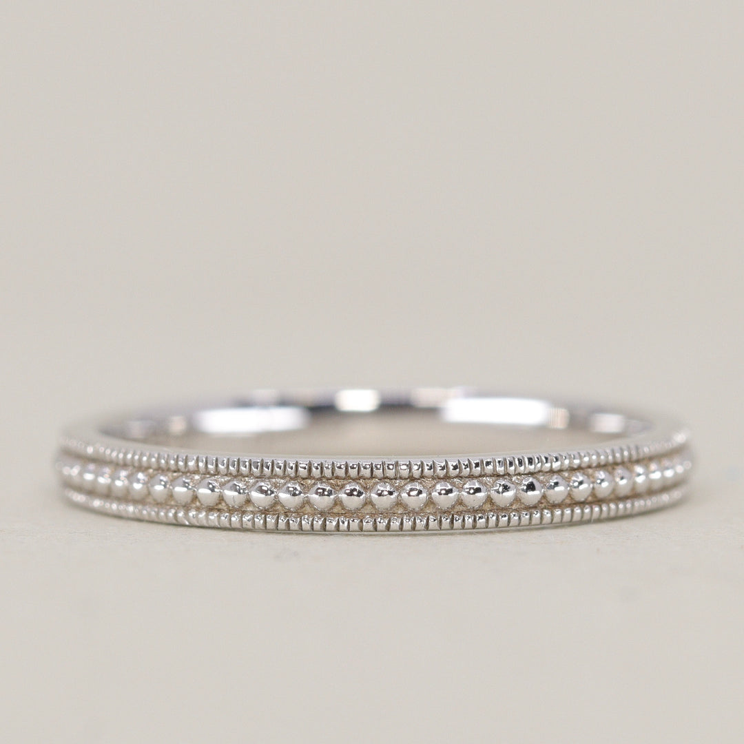 Quinn - Vintage Style Beaded Full or Half Eternity Style Wedding Ring - Made-to-Order