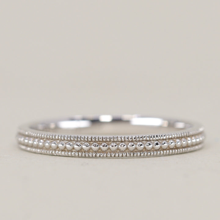 Quinn - Vintage Style Beaded Full or Half Eternity Style Wedding Ring - Made-to-Order