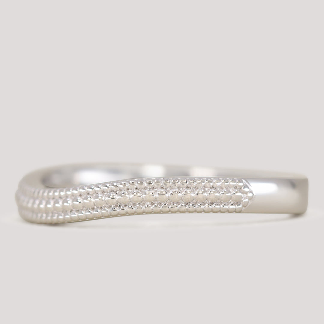 Quinn - Vintage Style Beaded Waved Half Eternity Style Wedding Ring - Made-to-Order