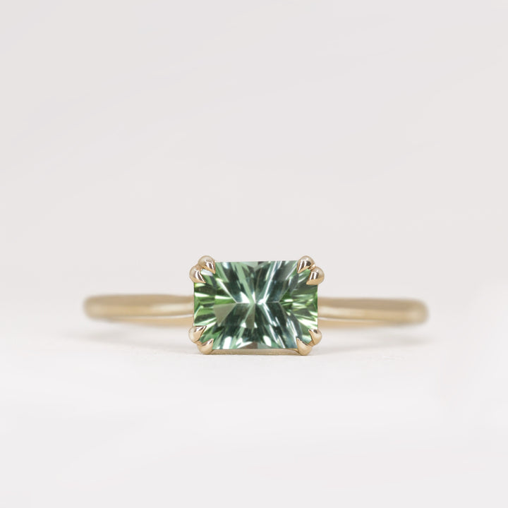 Reese - Optix Cut Green Tourmaline East-West Solitaire Made-to-Order Engagement Ring Engagement Rings - Made-to-Order