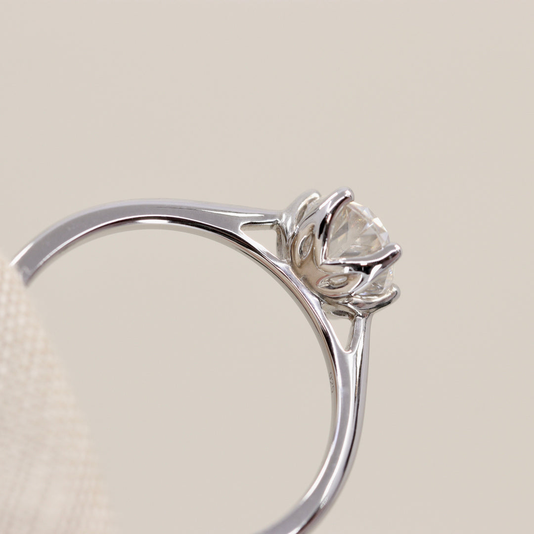 Raine - Oval Cut Teal Sapphire Floral Basket Solitaire Made-to-Order Engagement Ring