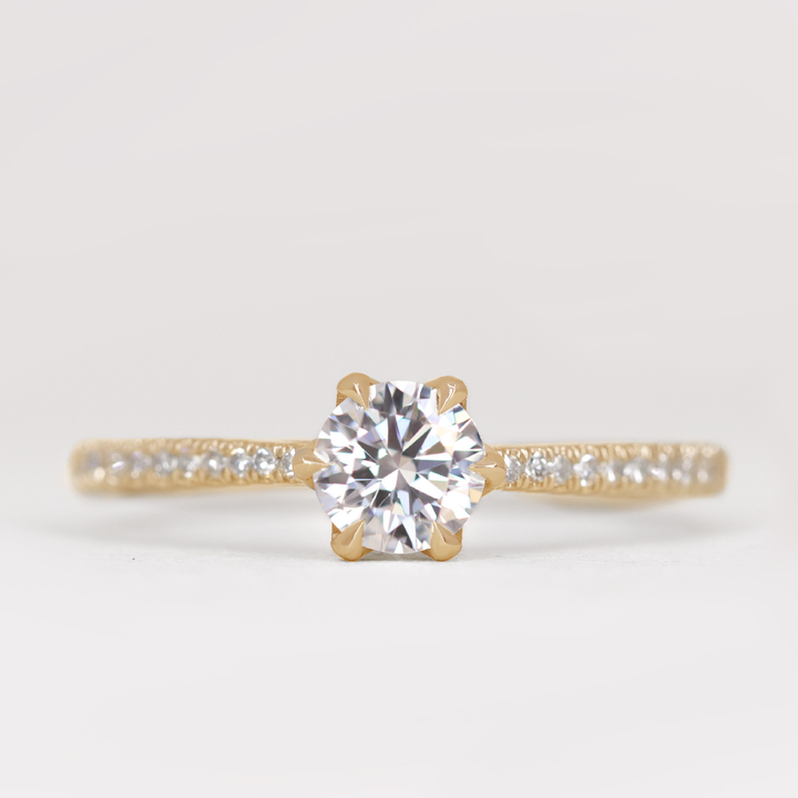Raine - Round Brilliant Cut Lab Grown Diamond Lotus Flower Solitaire Engagement Ring Engagement Rings - Made-to-Order