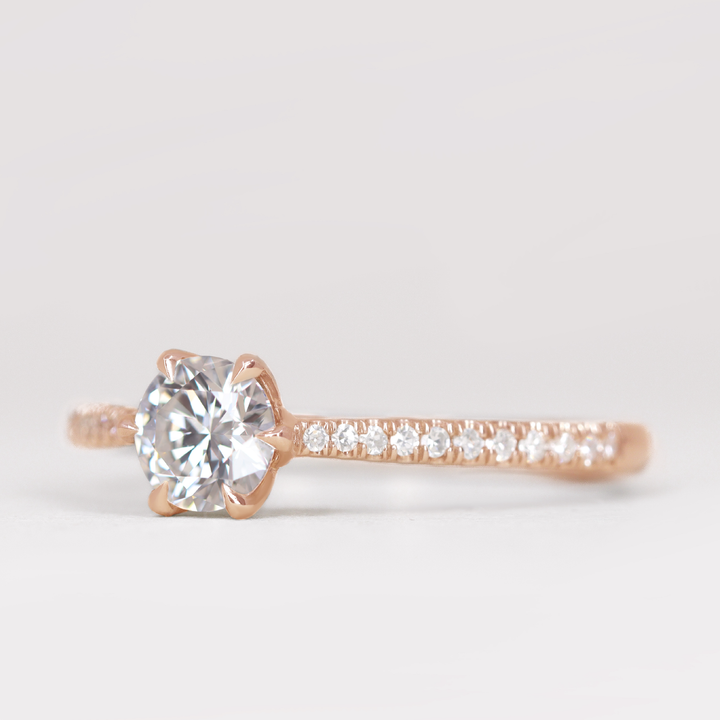 Raine - Round Brilliant Cut Lab Grown Diamond Lotus Flower Solitaire Engagement Ring Engagement Rings - Made-to-Order